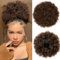 ColorfulPanda Haarteil Afro Locken Dunkelbraun Dutt Haar Bun mit Elastischer Kordelzug Puff Clip in Kurz Curly Pferdeschwanz Haarteil Kunsthaar Updo Haarverlängerung zopf Natürlich für Frauen