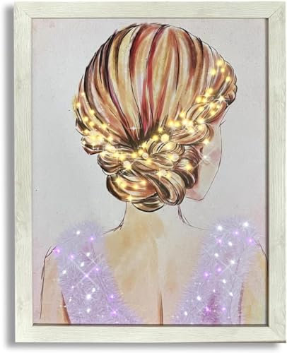 Mad Ally Kids Light-Up Wall Decor | LED Picture Frame | Adjustable Brightness | Timer Function | Battery Operated | Braided Ballet Bun Design | Gift for Age 6, 11, & 12 Year Old Girl