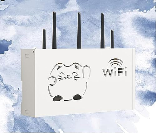 Wall Storage Box,Router Schrank Weiss WLAN Router Verstecken Kabel Aufbewahrungsbox Wand Schwimmendes Regal,A-38x20x8.5cm