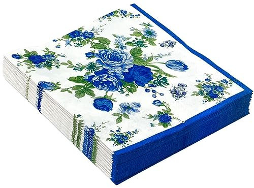Blumen Servietten 2-lagig (33 x 33 cm) I 20 Stück I Perfekt für Geburtstage, Partys, Hochzeiten, Kommunion und Feiern I Papierservietten Bunt - Blätter, Rahmen, Ornament I Leaves Frame