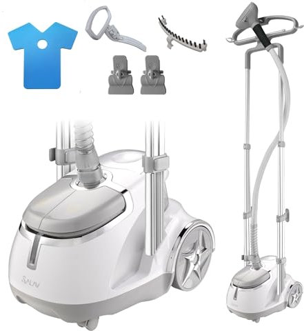 SALAV® - Vaporizador profesional de pie con cable de alimentación retráctil, control de pedal de pie, ruedas para un movimiento más fácil (plata)