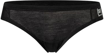 super.natural W TUNDRA175 Thong String Damen Unterwäsche Schwarz L - Damen Slip aus Merinowolle, Atmungsaktiv, temperaturregulierend & feuchtigkeitsabweisend