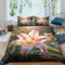 Fleurs de lys Housse De Couette, Parure De Lit avec Plantes Naturelles Housse De Couettes Imprimée en 3D, Microfibre Housses De Couette, Fermeture Éclair Couette Sets Double（200x200cm）