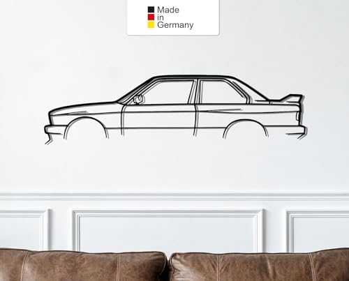 for BMW M3 E30, Metall Wandbild, Wanddeko, Auto Silhouette, Metal Car Wall Art (Größe: 49 cm (19))