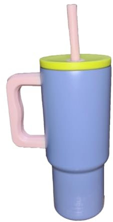 ThreeRs Reuse Recycle Reduce Insulated Stainless Steel Travel Tumbler with Straw, Splashproof Lid, BPA-Free,Birthday Gift Party Treking Adventure Quencher 24oz, Summer Matt Neon Colour (Blue)