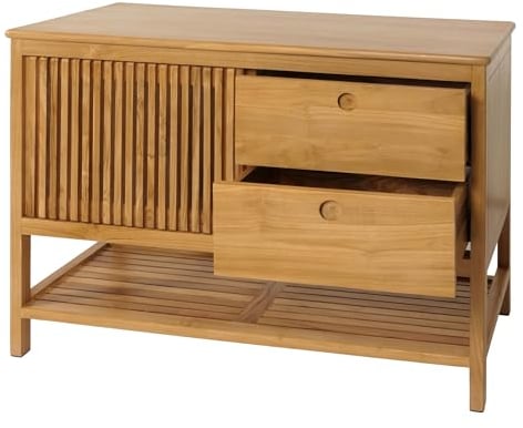 Mendler Teak-Waschbeckenunterschrank HWC-M70, Waschtisch Schrank, hochwertiges B-Grade-Teak (Kernholz, 20-30 Jahre), 81x106x55cm