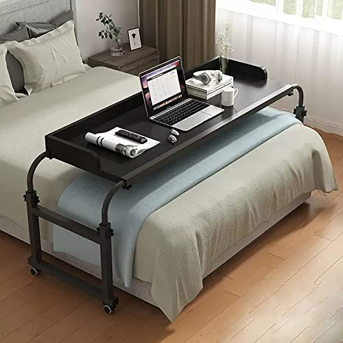 Tavolo da letto regolabile in altezza con ruote, tavolo medico arrotolabile per letto doppio/matrimoniale/matrimoniale/king size, scrivania per computer, postazione di lavoro in piedi, vassoio per