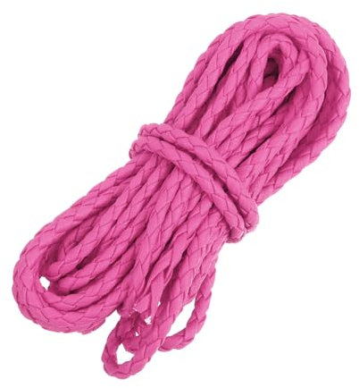 sourcing map Leather Cord, 5.47 Yards 4mm Dia PU Braiding Thread String for Purse Handbag Shoelace DIY Crafts Bracelet Making, Fuchsia