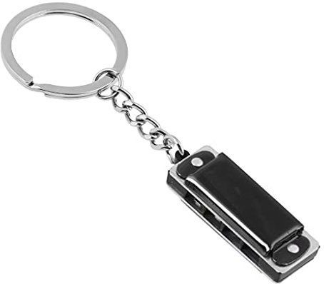 HUANIZI Mundharmonika-Schlüsselanhänger, 8 Töne, 4 Löcher, Schwarz, C-Dur, Kupfer mit Weißblech-Plattierung, Modern