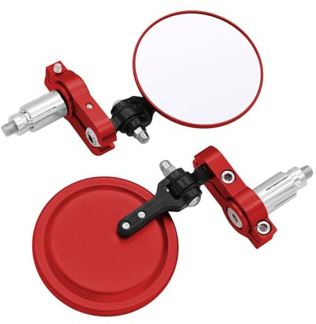 Motorradroller Spiegel Für CB125R CB650R CB190R CB250R CB300R CB400 CB500X CB1000R Motorradspiegel 3 Zoll Runde Klappbare Bar-End-Seitenspiegel Motorradspiegel(Farbe:Red)