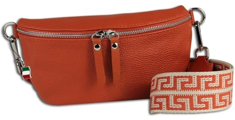 Florence Echtleder Gürteltasche Damen Papaya orange Bauchtasche Jugend OTF807E Leder Gürteltasche