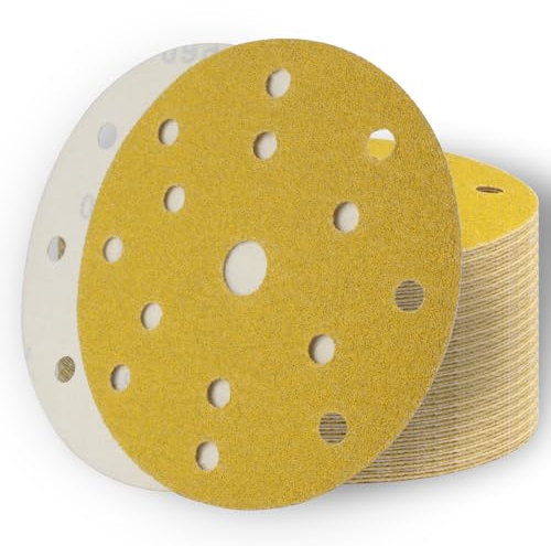 SenmaiTools 150mm Sanding Disc 15 Holes 240 grit Hook and Loop Sander Discs 30 pcs for Orbital Sanders - For Wood, Metal, Paint