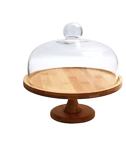 MOOWI Alzate per Torte Creativo portatorte Alto, Vassoio for Esposizione di Pane e Dessert, Vassoio di Prova for Frutta con Coperchio in Vetro Alzata per Decorare Torte(11inch)