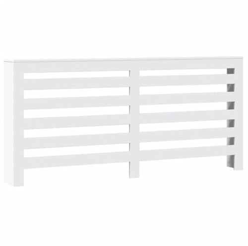 ** vidaXL Radiator Cover Heater Cabinet - White Engineered Wood, 175x20x82 cm - Slatted Design with Shelf for Living Room Decor & Storage