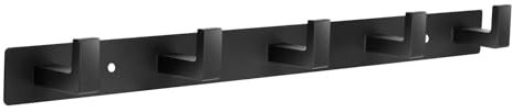 HOMEBROS Garderobenständer, schwarzer Metall-Kleiderbügel mit 5 Kleiderhaken, Wandhalterung, robuste Kleiderhaken, Tasche, Hut, Handtuchhalter für Eingangsbereich, Badezimmer, Garage, Wohnmobil, 1