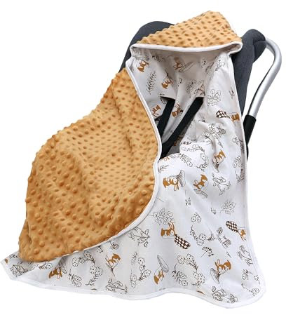 amo nenes Einschlagdecke Babydecke für Babyschale Kinderwagen Kuscheldecke 90 x 90 cm 100% Baumwolle Ganzjahresdecke Universal Baby Decke für Buggy Autositz (Braun)