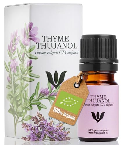 SANICULA Thymian Öl - 100% Bio Thujanol Ätherisches Öl, 5 ml | Natürlich destilliertes Thymianöl zum Inhalieren | Für Diffuser & Naturkosmetik | 100% rein, vegan, mild im Duft