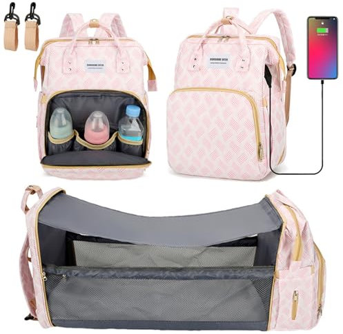 Aikelai Sac à Dos à Langer avec Lit Pliable et Matelas - Sac Bebe Maternité