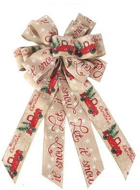 LAOYEFACAI Lazo de Navidad Decoraciones para Árbol de Navidad Adornos para Corona de Navidad Lazo navideño Artesanal de Doble Capa Grande para Corona de Navidad, Boda, Fiesta (Type I)