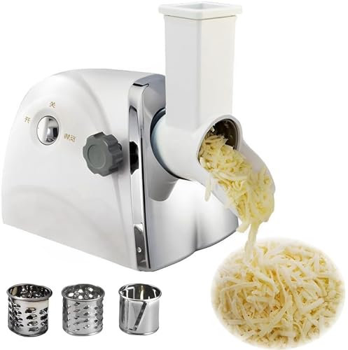 WTLONBF 300W Electric Cheese Grater Machine, Commercial Rotary Cheese Grater with 3 Revolving Blades, Quick Shred for Potato Grater