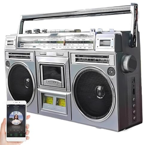 80-Tals Retro Street Bluetooth-HöGtalare, Stereobandradioskivspelare, StöDer SD/USB IngåNg, U Diskinspelning, Kassettbandspelare FöR Familjesammankomster Och Resor