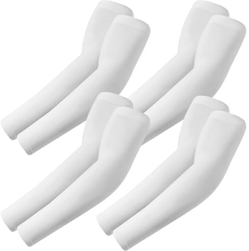 fuinloth 4 Paare Gaming Arm Sleeves, Arm Stulpen Armschoner für Damen/Herren, Volleyball Basketball Sport Ärmel 4 Weiß
