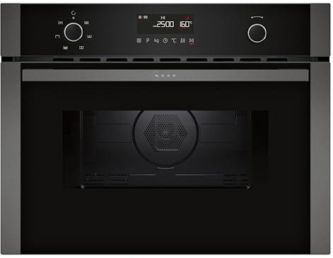 Neff N 50, C1AMG84G1, Einbau Mikrowelle mit Heißluft 60 x 45 cm, Easy Clean für schnelle Reinigung, LCD Display, 1-Touch Buttons, Automatikprogramme, Grill, Graphite-Grey