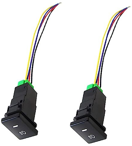 Reinscer 2X 4 Poliger 12 V Druck Schalter mit LED Hintergrund Anzeige Lampen für Nebel Scheinwerfer DRL LED Licht Leiste (33 x 22 mm)