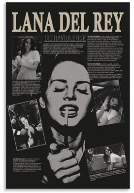 hoxaooi Lana Del Rey Ultraviolence Vintage Poster Für Zimmer, Ästhetische Leinwand-Wandkunst, Schlafzimmer-Dekor Poster 12x18inch(30x45cm)