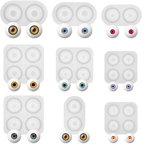 9 Augapfel Harz Gießformen mit Irisrille für Puppenaugen Basteln