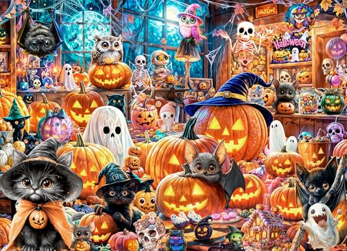 Halloween Havoc Jigsaw Puzzle 1000 Piece by Vermont Christmas Company - Halloween Puzzles with Randomly Shaped Pieces - 26 5/8 x 19 1/4