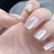 JUSTOTRY 24 Pcs Cat Eye False Nails Short Pattern,White and Silvery Glitter Square Press on Nails,Glossy Fake Nails Medium for Nail Art,French Squoval Cateye Stick on Nail for Women Gifts