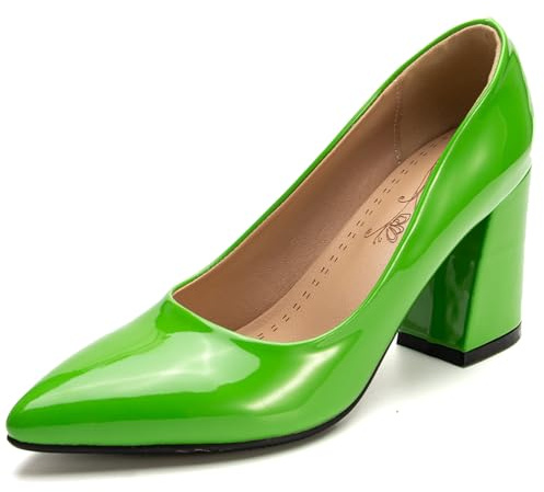 Gicoiz Vernice Tacco a Blocco Donna Appuntito Formal Scarpe
