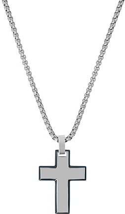 s.Oliver Men's necklace with pendant, cross, comes in a jewelry gift box