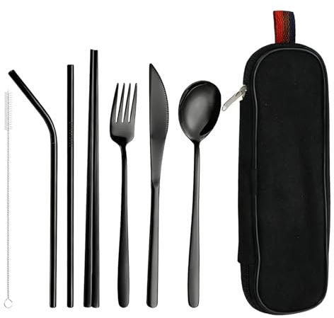 8 Pcs Steel Camping Cutlery Set Fork Knife Spoon Chopsticks