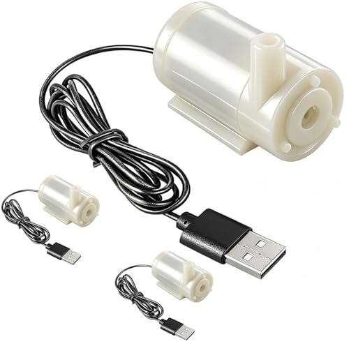 VISSQH 3 piezas Micro Bomba Sumergible de Agua,DC 3-5V USB Mini Bomba de Agua para pequeños acuarios y Tanque,DIY(Blanca)