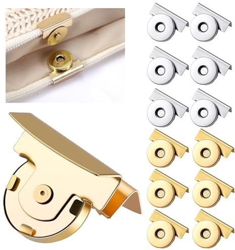 Magnetknöpfe Ohne Nähen, 12 Paar Metall Magnetverschluss Tasche in Gold und Silber, Druckknöpfe Ohne Nähen, Starker Taschenverschluss aus Zinklegierung für Kleidung Vorhänge DIY