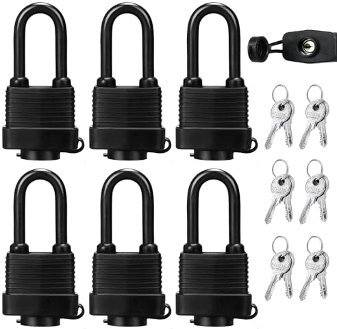 6 lucchetti resistenti alle intemperie, 40 mm, con chiavi, lucchetto, per esterni, per garage, recinzione, unità di stoccaggio, capanno