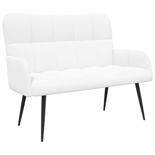 Mhdvray Zweisitzer Sofa Weiß 115x61x87 cm aus Stoff Holz Metall Modernes Design Bequem Langlebig für kleine Räume Wohnzimmer Schlafzimmer