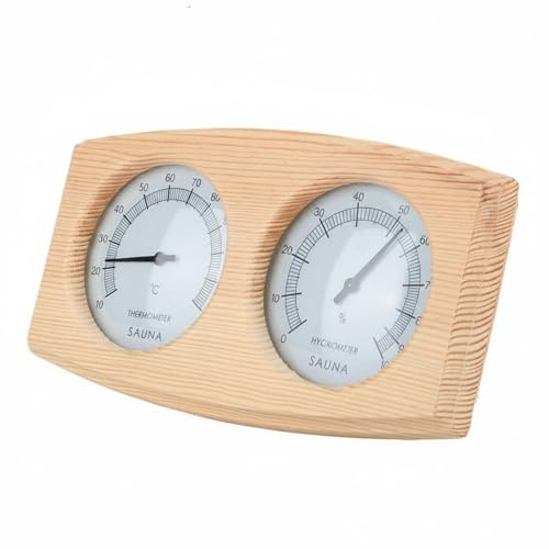 Harilla Higrómetro para Sauna Higrómetro Medidor Clima Analógico de Madera de Pino para Control de Temperatura y Humedad Adecuado para Salas de Sauna Baño de Spa Bienestar en Casa