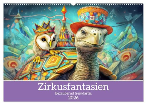 Zirkusfantasien - Bezaubernd fremdartig (Wandkalender 2026 DIN A2 quer), CALVENDO Monatskalender: Skurriler bunter Zirkus (CALVENDO Spass)