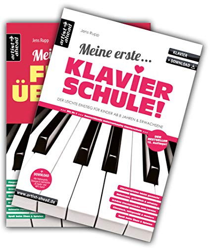 Meine erste Klavierschule & Meine ersten Fingerübungen im Set! Der leichte Einstieg für Kinder ab 8 Jahren & Erwachsene. Lehrbuch für Piano. Fingertraining. Klavierstücke. Spielbuch. Klaviernoten.