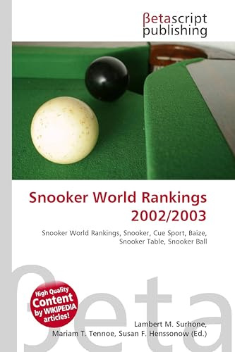 Snooker World Rankings 2002/2003: Snooker World Rankings, Snooker, Cue Sport, Baize, Snooker Table, Snooker Ball