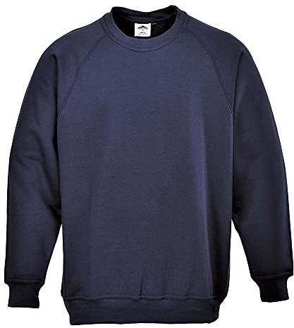 Portwest B300 Roma Sweatshirt Durable Soft Workwear Crew Neck Fleece 40+ UPF Sun Protection Comfortable Fit for Casual Corporate and Industrial Use, Navy, XL