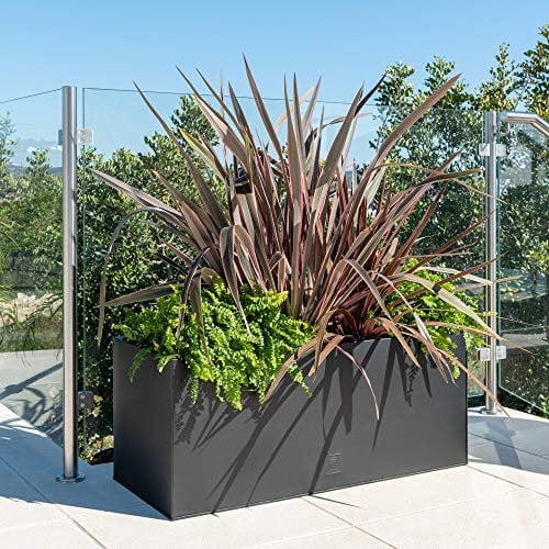 Primrose Gunmetal Black Galvanised Zinc Rectangular Garden Planter Plant Pot Medium 64cm x 32cm (25in x 12.5in)