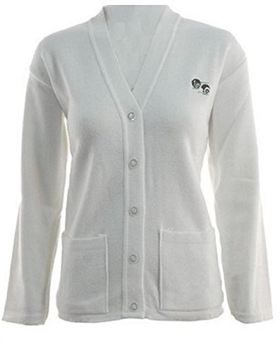 Bowlswear Unisex Lawn Bowling Bowls White Bowls Zip Zipper Cardigan Jumper Ribbed Collar Cuffs and Hem Front Pockets Bowls Logo On Chest (Medium)