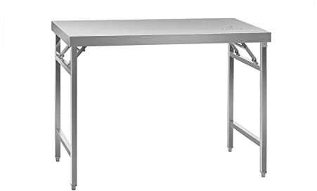 Royal Catering RCAT-120K Mesa Plegable de Acero Inoxidable Mesa de Trabajo (60,00 x 120,00 x 90,50 cm, Capacidad de Carga 120 kg, Altura Ajustable 10 mm)