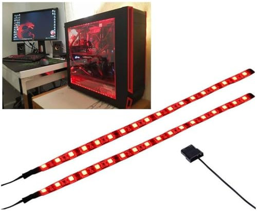 Ubanner LED Light Strip Computer Lighting RED, Magnetic, Molex Connector, 2pcs LED Strip for PC Case Lighting Kits red