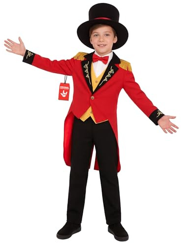 Fun Shack Costume Domatore Circo Bambino, Costume Circo Halloween | Giacca All-in-One, Pantaloni & Cilindro, Stile Domatore da Circo, Perfetto per Halloween, Ideale per il Gioco di Ruolo