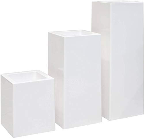 Fleur Ami – Bandeja de fibra de vidrio gelcoat 40 x 40 x 120 cm Ext. Cuadrado Top Blanco Brillante - Elige Tu Altura: H 120 cm - Color: Blanco Nieve